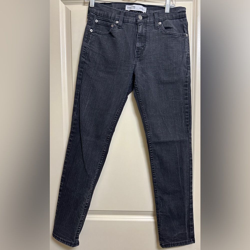 Signature Levi Strauss & Co Black Grey Straight Leg Jeans Women's Sz 30
